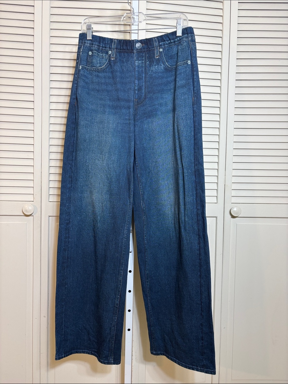 Rag & Bone Pull On French Terry Jean Print Miramar Wide Leg Jeans Pants Medium